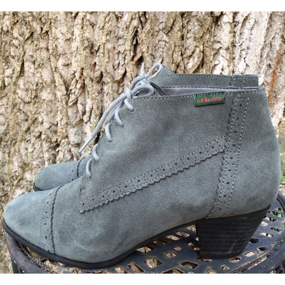 GH Bass&Co(7.5M) Naomi ankle boots Leather Suede in Porter Charcoal, Pre-owned. - Picture 2 of 7